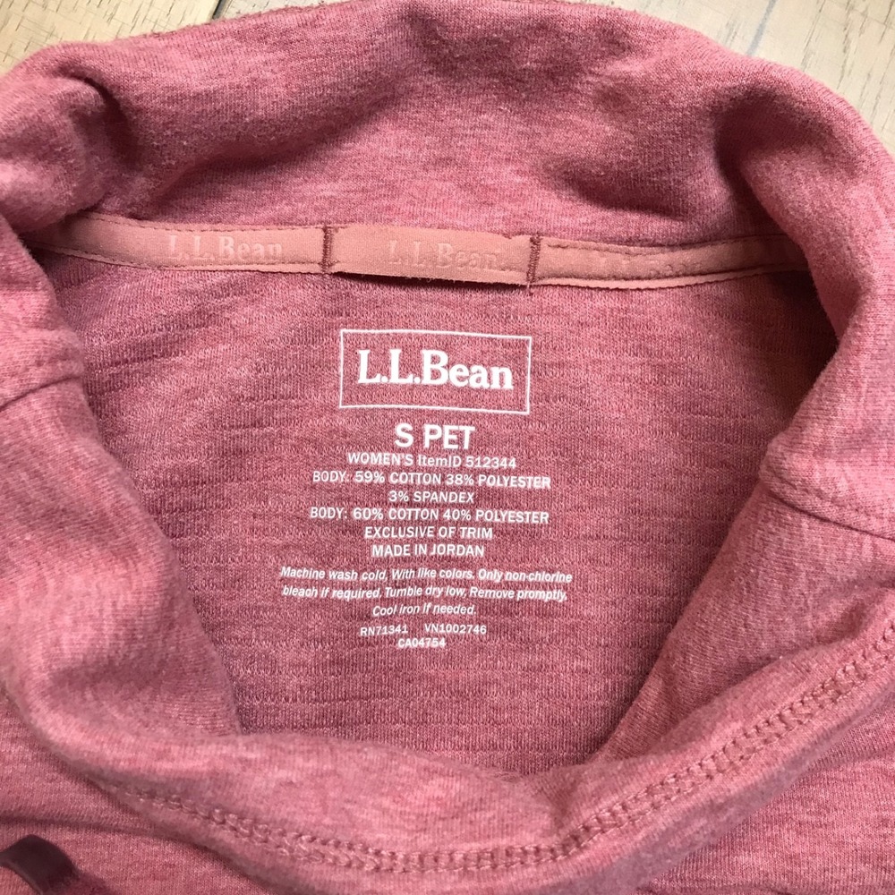 L.L. Bean Sweatshirt Womens Size PS Petite Small Pink Pullover Funnel Neck Cozy - Picture 3 of 10
